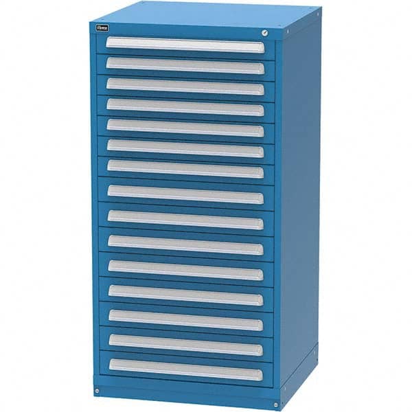 Vidmar - 15 Drawer, 124 Compartment Bright Blue Steel Modular Storage Cabinet - Apex Tool & Supply