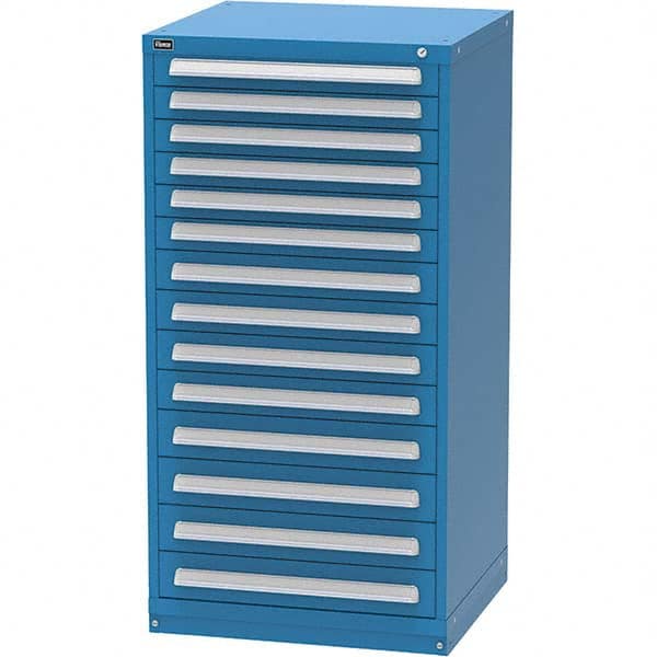 Vidmar - 14 Drawer Bright Blue Steel Modular Storage Cabinet - Apex Tool & Supply