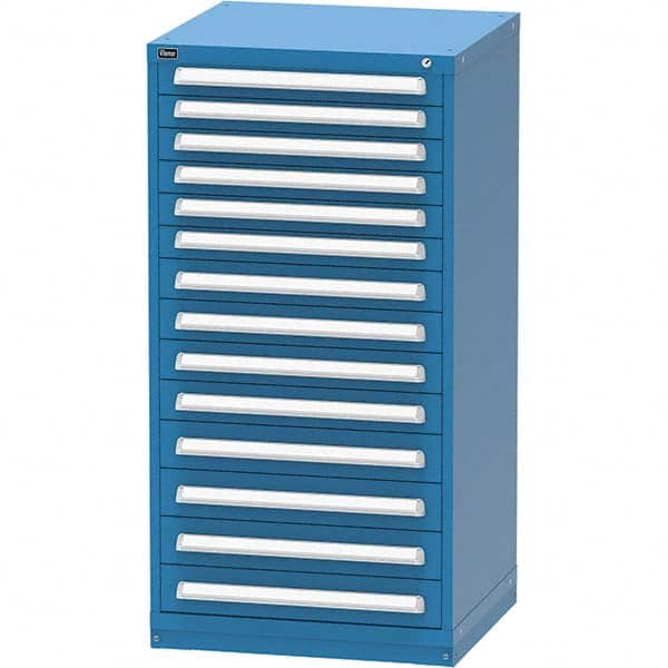 Vidmar - 14 Drawer, 124 Compartment Bright Blue Steel Modular Storage Cabinet - Apex Tool & Supply