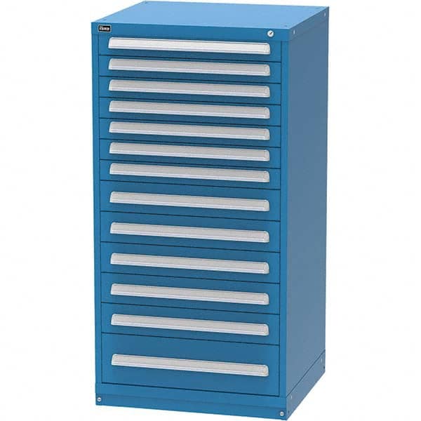 Vidmar - 13 Drawer, 344 Compartment Bright Blue Steel Modular Storage Cabinet - Apex Tool & Supply