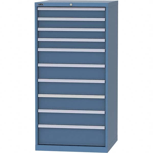 LISTA - 10 Drawer, 124 Compartment Bright Blue Steel Modular Storage Cabinet - Apex Tool & Supply