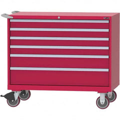 LISTA - 6 Drawer, 99 Compartment Red Steel Modular Storage Cabinet - Apex Tool & Supply