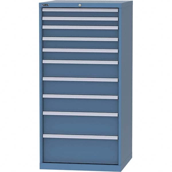LISTA - 10 Drawer, 124 Compartment Bright Blue Steel Modular Storage Cabinet - Apex Tool & Supply