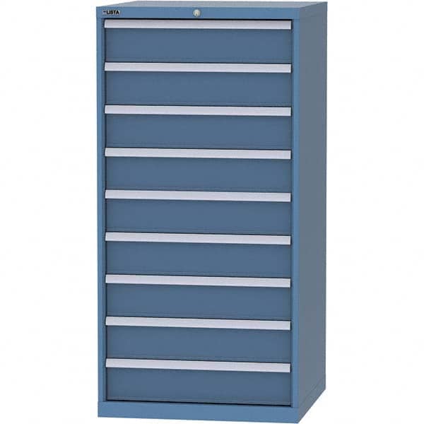 LISTA - 9 Drawer, 124 Compartment Bright Blue Steel Modular Storage Cabinet - Apex Tool & Supply