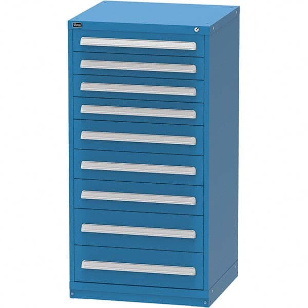 Vidmar - 9 Drawer, 124 Compartment Bright Blue Steel Modular Storage Cabinet - Apex Tool & Supply