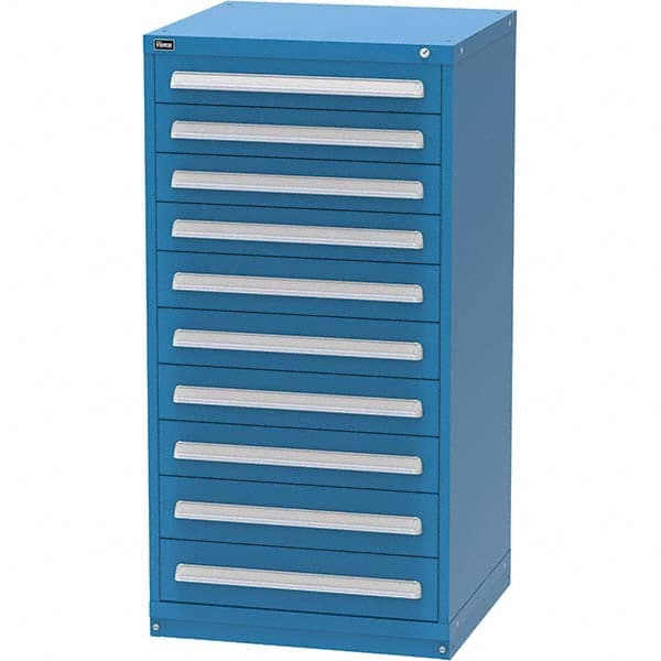 Vidmar - 10 Drawer, 124 Compartment Bright Blue Steel Modular Storage Cabinet - Apex Tool & Supply