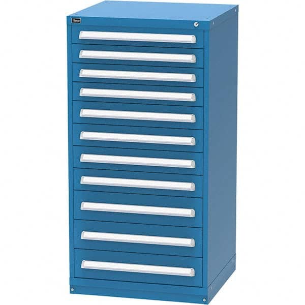 Vidmar - 11 Drawer, 124 Compartment Bright Blue Steel Modular Storage Cabinet - Apex Tool & Supply