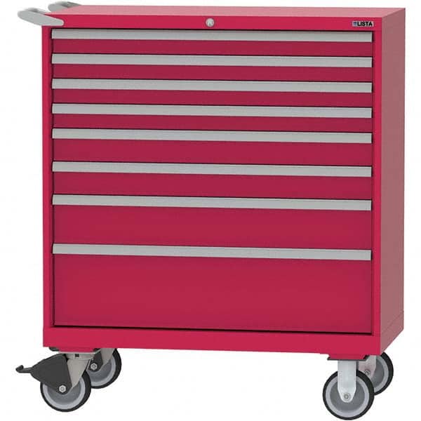 LISTA - 8 Drawer, 84 Compartment Red Steel Modular Storage Cabinet - Apex Tool & Supply