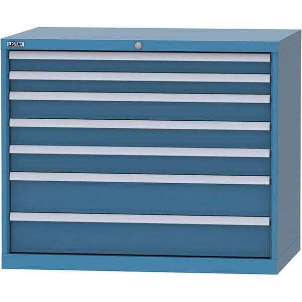 LISTA - 7 Drawer, 99 Compartment Bright Blue Steel Modular Storage Cabinet - Apex Tool & Supply