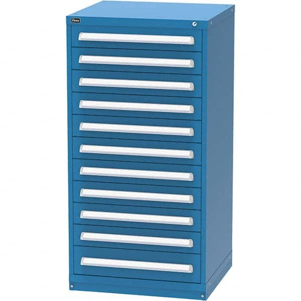 Vidmar - 11 Drawer, 124 Compartment Bright Blue Steel Modular Storage Cabinet - Apex Tool & Supply