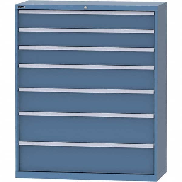 LISTA - 7 Drawer, 99 Compartment Bright Blue Steel Modular Storage Cabinet - Apex Tool & Supply