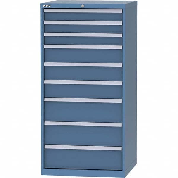LISTA - 9 Drawer, 45 Compartment Bright Blue Steel Modular Storage Cabinet - Apex Tool & Supply