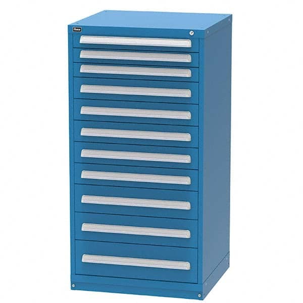 Vidmar - 11 Drawer, 344 Compartment Bright Blue Steel Modular Storage Cabinet - Apex Tool & Supply