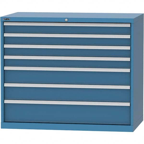 LISTA - 7 Drawer, 99 Compartment Bright Blue Steel Modular Storage Cabinet - Apex Tool & Supply