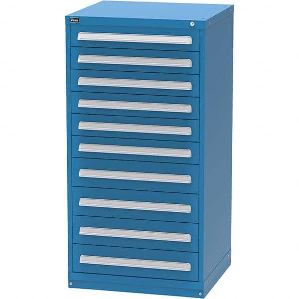 Vidmar - 10 Drawer, 344 Compartment Bright Blue Steel Modular Storage Cabinet - Apex Tool & Supply