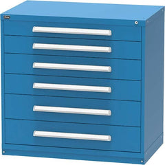 Vidmar - 6 Drawer, 45 Compartment Bright Blue Steel Modular Storage Cabinet - Apex Tool & Supply