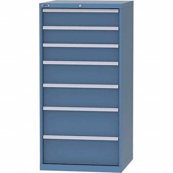 LISTA - 7 Drawer, 45 Compartment Bright Blue Steel Modular Storage Cabinet - Apex Tool & Supply
