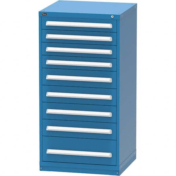 Vidmar - 9 Drawer Bright Blue Steel Modular Storage Cabinet - Apex Tool & Supply