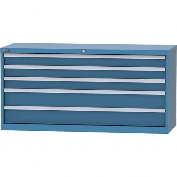LISTA - 5 Drawer, 84 Compartment Bright Blue Steel Modular Storage Cabinet - Apex Tool & Supply
