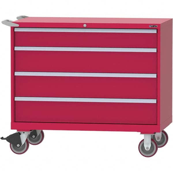LISTA - 4 Drawer, 99 Compartment Red Steel Modular Storage Cabinet - Apex Tool & Supply