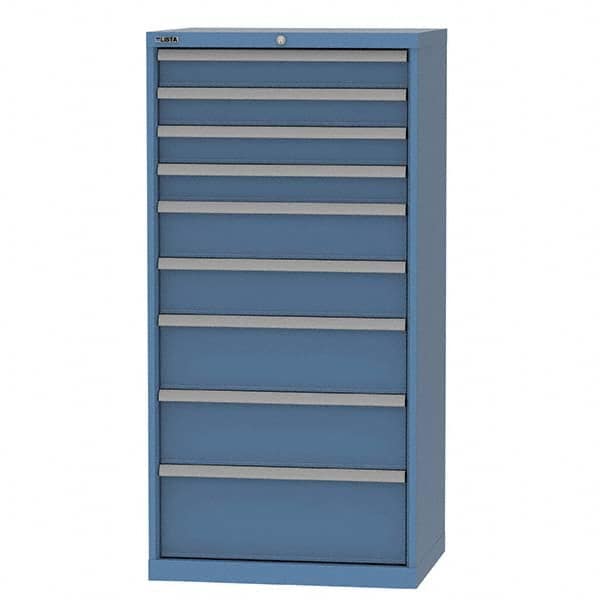 LISTA - 9 Drawer, 124 Compartment Bright Blue Steel Modular Storage Cabinet - Apex Tool & Supply
