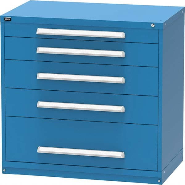 Vidmar - 5 Drawer, 45 Compartment Bright Blue Steel Modular Storage Cabinet - Apex Tool & Supply