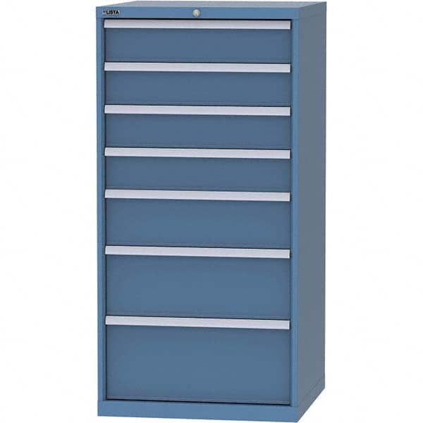 LISTA - 7 Drawer, 45 Compartment Bright Blue Steel Modular Storage Cabinet - Apex Tool & Supply