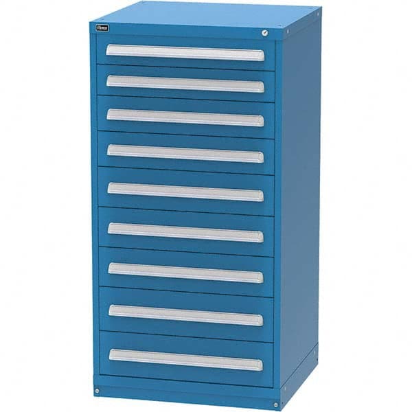 Vidmar - 9 Drawer, 344 Compartment Bright Blue Steel Modular Storage Cabinet - Apex Tool & Supply