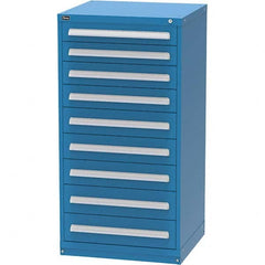 Vidmar - 9 Drawer, 344 Compartment Bright Blue Steel Modular Storage Cabinet - Apex Tool & Supply
