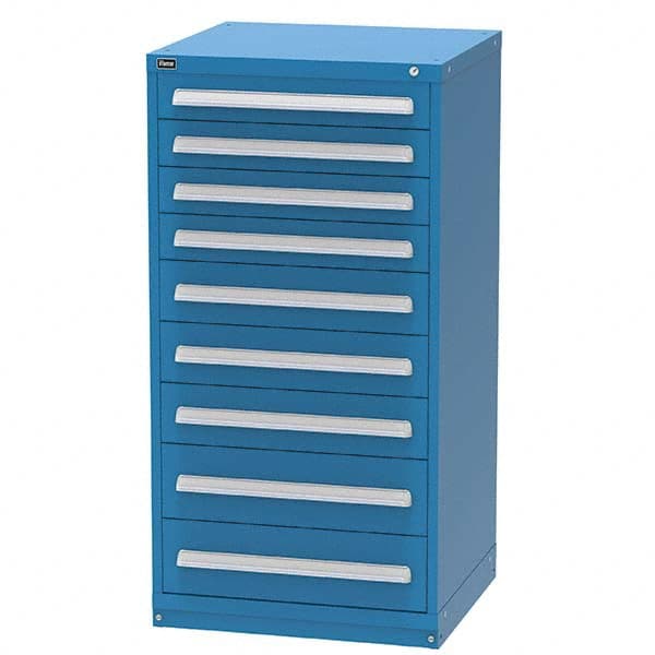 Vidmar - 9 Drawer, 344 Compartment Bright Blue Steel Modular Storage Cabinet - Apex Tool & Supply