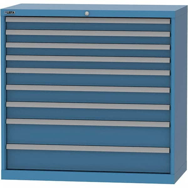 LISTA - 9 Drawer, 84 Compartment Bright Blue Steel Modular Storage Cabinet - Apex Tool & Supply