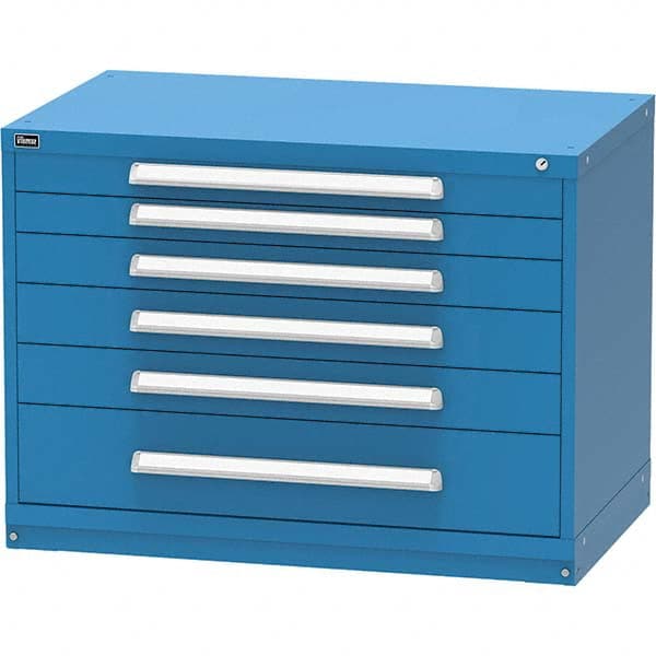 Vidmar - 6 Drawer, 45 Compartment Bright Blue Steel Modular Storage Cabinet - Apex Tool & Supply