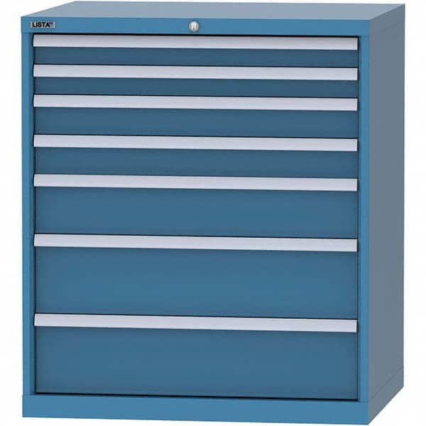LISTA - 7 Drawer, 84 Compartment Bright Blue Steel Modular Storage Cabinet - Apex Tool & Supply