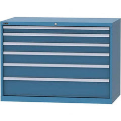 LISTA - 6 Drawer, 99 Compartment Bright Blue Steel Modular Storage Cabinet - Apex Tool & Supply