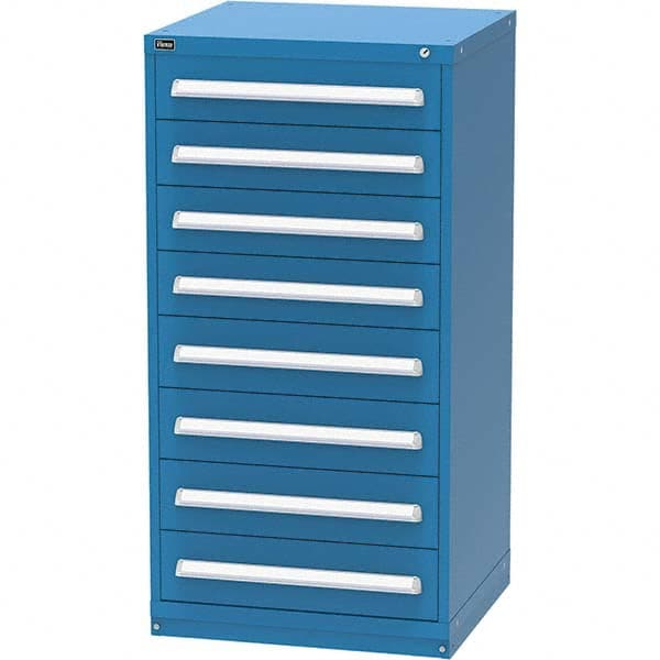 Vidmar - 8 Drawer, 124 Compartment Bright Blue Steel Modular Storage Cabinet - Apex Tool & Supply