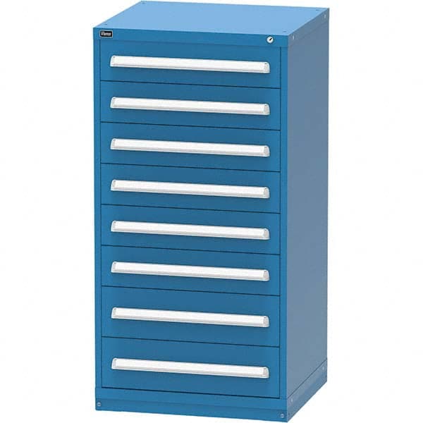 Vidmar - 8 Drawer, 124 Compartment Bright Blue Steel Modular Storage Cabinet - Apex Tool & Supply