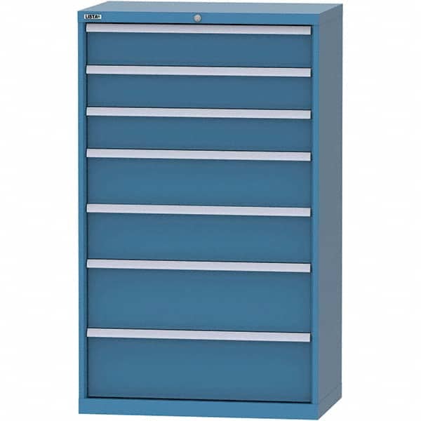 LISTA - 7 Drawer, 84 Compartment Bright Blue Steel Modular Storage Cabinet - Apex Tool & Supply