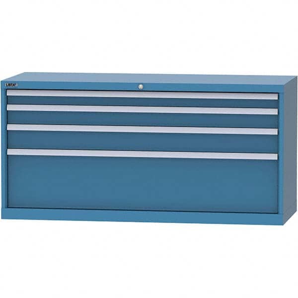 LISTA - 4 Drawer, 84 Compartment Bright Blue Steel Modular Storage Cabinet - Apex Tool & Supply