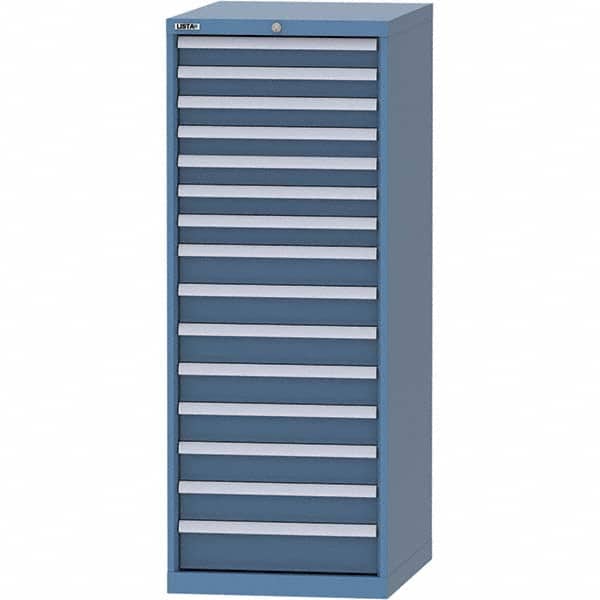 LISTA - 15 Drawer, 99 Compartment Bright Blue Steel Modular Storage Cabinet - Apex Tool & Supply