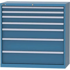 LISTA - 7 Drawer, 84 Compartment Bright Blue Steel Modular Storage Cabinet - Apex Tool & Supply