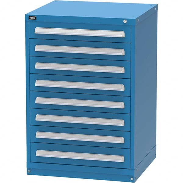 Vidmar - 8 Drawer, 344 Compartment Bright Blue Steel Modular Storage Cabinet - Apex Tool & Supply