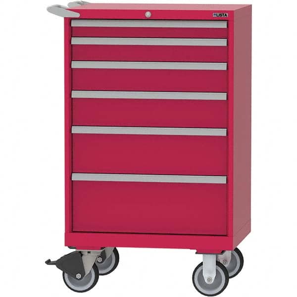 LISTA - 6 Drawer, 124 Compartment Red Steel Modular Storage Cabinet - Apex Tool & Supply