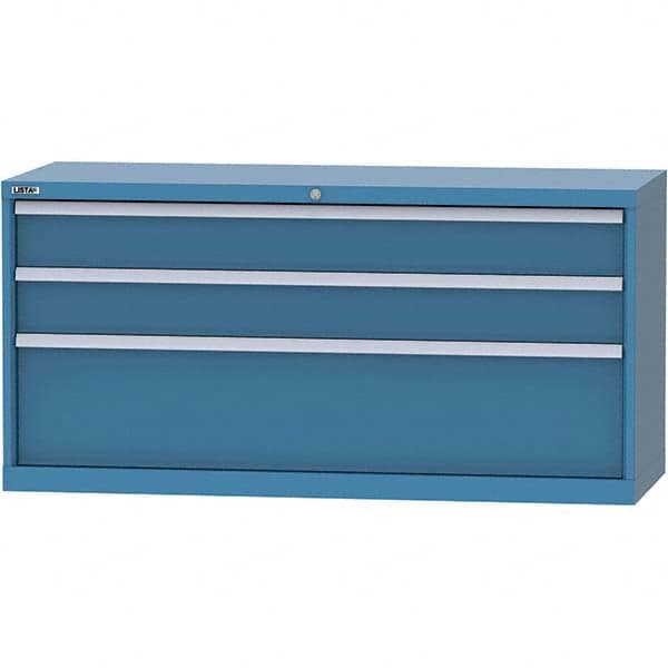 LISTA - 3 Drawer, 84 Compartment Bright Blue Steel Modular Storage Cabinet - Apex Tool & Supply