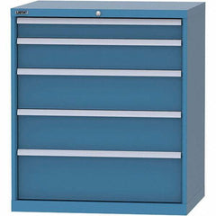 LISTA - 5 Drawer, 84 Compartment Bright Blue Steel Modular Storage Cabinet - Apex Tool & Supply