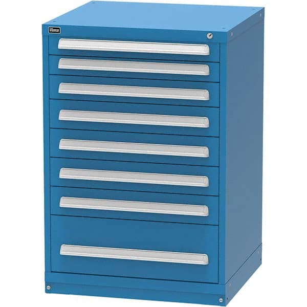 Vidmar - 8 Drawer, 124 Compartment Bright Blue Steel Modular Storage Cabinet - Apex Tool & Supply