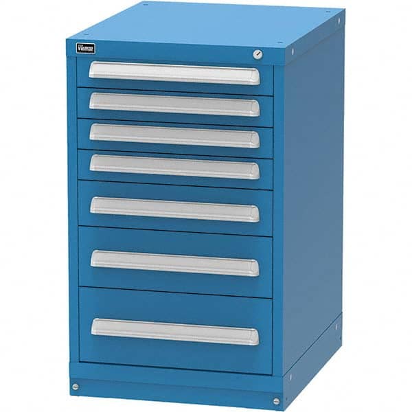Vidmar - 7 Drawer, 45 Compartment Bright Blue Steel Modular Storage Cabinet - Apex Tool & Supply
