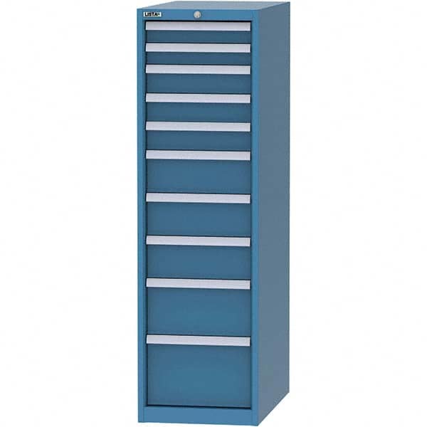 LISTA - 10 Drawer, 45 Compartment Bright Blue Steel Modular Storage Cabinet - Apex Tool & Supply