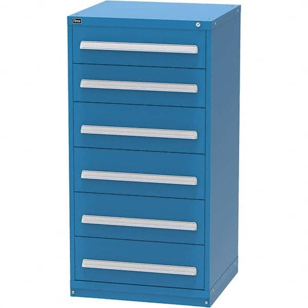 Vidmar - 6 Drawer, 344 Compartment Bright Blue Steel Modular Storage Cabinet - Apex Tool & Supply