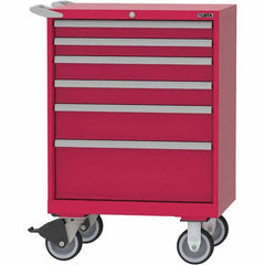 LISTA - 6 Drawer, 124 Compartment Red Steel Modular Storage Cabinet - Apex Tool & Supply