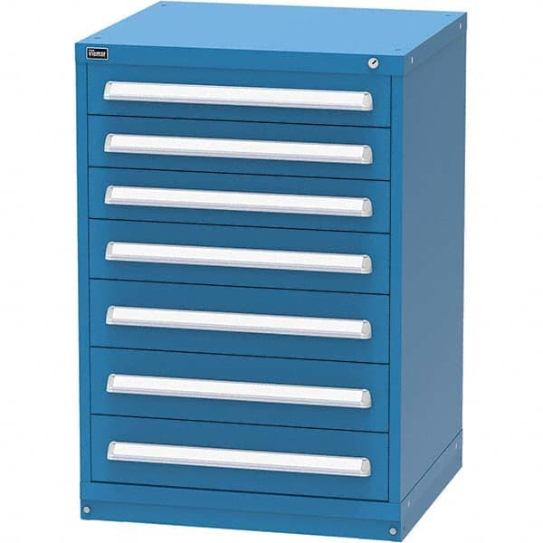 Vidmar - 7 Drawer, 124 Compartment Bright Blue Steel Modular Storage Cabinet - Apex Tool & Supply